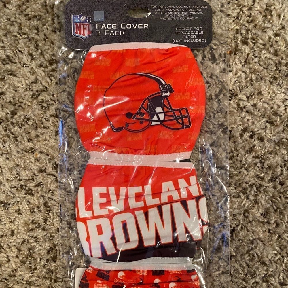 NFL Cleveland Browns Reusable Face Masks 3 Pack